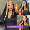 Alibonnie 613 Blonde Skunk Stripe Straight Wigs 13x4 Transparent Lace Wigs Pre Plucked 200% Density - Alibonnie