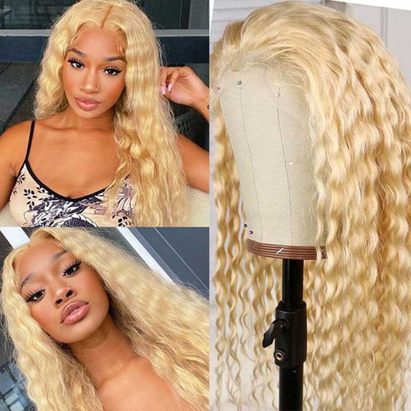 Alibonnie 613 Blonde Water Wave Wigs 360 Transparent Lace Human Hair Wigs For Women - Alibonnie