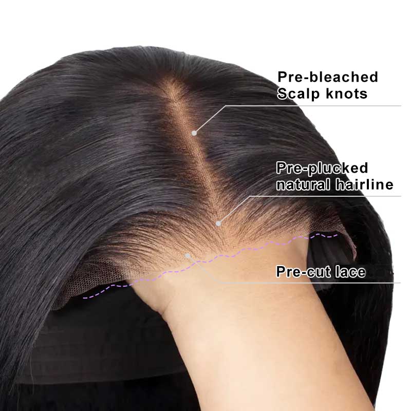 Alibonnie 6X4 Wear Go Glueless Wig Straight Hair Pre-Cut Transparent Lace Closure Wig - Alibonnie