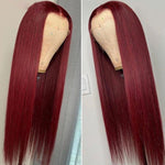 Alibonnie 99J Burgundy Lace Front Wigs Silk Straight 13x6 Frontal Lace Wigs Pre Plucked - Alibonnie