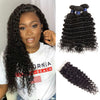 Alibonnie Affordable 3 Bundles Deep Wave Human Hair With 4X4 Closure Transparent Lace - Alibonnie