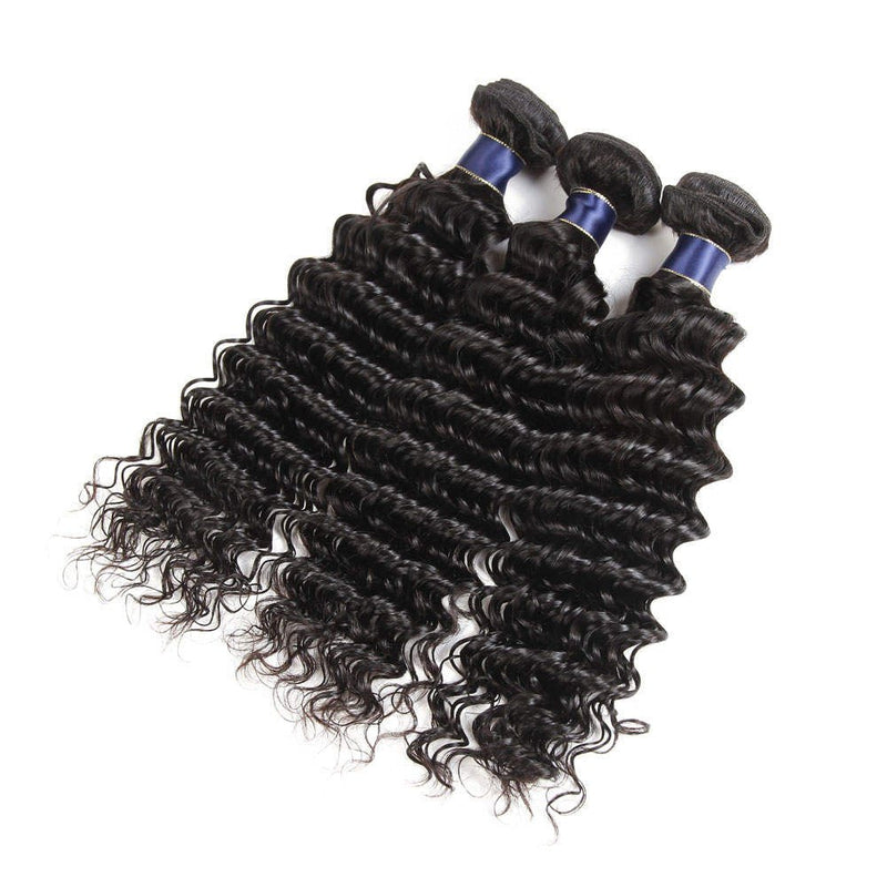 Alibonnie Affordable 3 Bundles Deep Wave Human Hair With 4X4 Closure Transparent Lace - Alibonnie