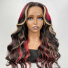 Alibonnie Black Hair With Red & Blonde Highlights Wigs Body Wave 13x4 Transparent Lace Front Wigs - Alibonnie