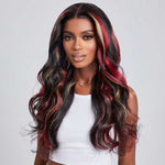 Alibonnie Black Hair With Red & Blonde Highlights Wigs Body Wave 13x4 Transparent Lace Front Wigs - Alibonnie