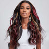 Alibonnie Black Hair With Red & Blonde Highlights Wigs Body Wave 13x4 Transparent Lace Front Wigs - Alibonnie