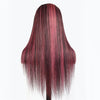 Alibonnie Black Hair With Red Purple Highlights Straight And Body Wave 13×4 Transparent Lace Wigs 180% Density - Alibonnie