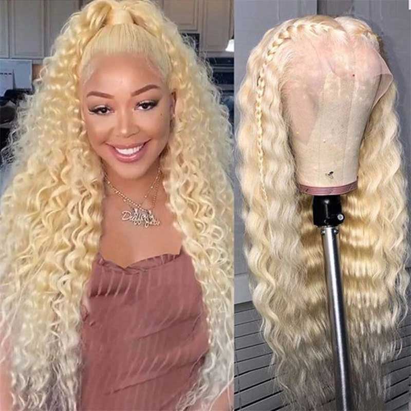Alibonnie Blonde 613 Deep Wave Wigs 360 Transparent Lace Front Human Hair Wigs - Alibonnie