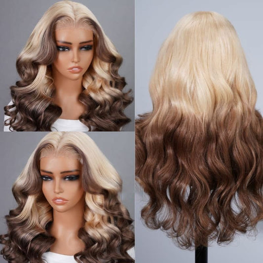 Alibonnie Blonde And Brown Wigs 13x4 Transparent Lace Body Wave Wigs 100% Human Hair Wigs - Alibonnie