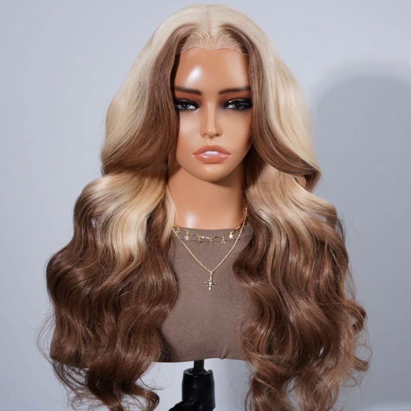 Alibonnie Blonde And Brown Wigs 13x4 Transparent Lace Body Wave Wigs 100% Human Hair Wigs - Alibonnie