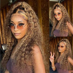 Alibonnie Blonde Highlight 360 Transparent Lace Wigs Pre Plucked Water Wave Hair Wigs - Alibonnie