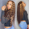 Alibonnie Blonde Highlight Lace Front Wigs Colored 4/27 Ombre Deep Wave 13x4 Frontal Wigs Pre Plucked - Alibonnie