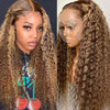 Alibonnie Blonde Highlight Lace Front Wigs Colored 4/27 Ombre Deep Wave 13x4 Frontal Wigs Pre Plucked - Alibonnie