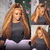 Alibonnie Blonde Highlight Lace Front Wigs Colored 4/27 Ombre Deep Wave 13x4 Frontal Wigs Pre Plucked - Alibonnie