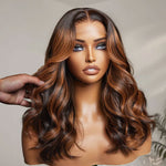 Alibonnie Blonde Highlights Body Wave Wig Put On And Go Pre Plucked 5x5 Transparent Lace Wig - Alibonnie