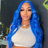 Alibonnie Blue Color Body Wave 13¡Á4 Lace Front Wig 100% Human Hair Wig With Baby Hair - Alibonnie