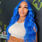 Alibonnie Blue Color Body Wave 13¡Á4 Lace Front Wig 100% Human Hair Wig With Baby Hair - Alibonnie