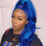 Alibonnie Blue Color Body Wave 13¡Á4 Lace Front Wig 100% Human Hair Wig With Baby Hair - Alibonnie