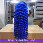 Alibonnie Blue Lace Front Wigs Deep Wave Human Hair 13x4 Wigs Pre Plucked Natural Hairline - Alibonnie