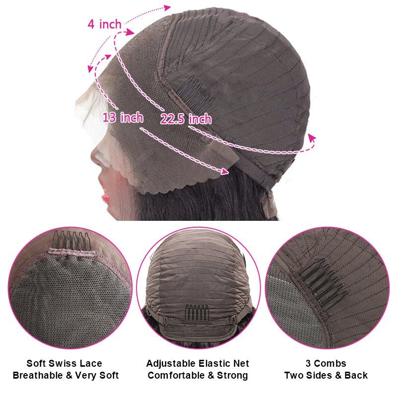 Alibonnie Body Wave Balayage Highlight 13×4 Lace Front Wig Transaparent Human Hair Wigs 180% 250% Density - Alibonnie