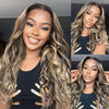 Alibonnie Body Wave Balayage Highlight 13×4 Lace Front Wig Transaparent Human Hair Wigs 180% 250% Density - Alibonnie