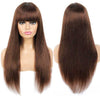 Alibonnie Brown 13x4 Transparent Lace Straight Wig With Bangs Straight Hair Wigs With Bangs For Women 180% Density - Alibonnie