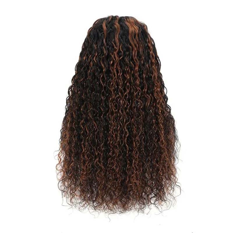 Alibonnie Brown Black Color 360 Lace Water Wave Wigs 1B/30 Highlight Transparent Wigs Human Hair Colored Wigs - Alibonnie