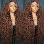 Alibonnie Brown Color 360 Lace Front Deep Wave Wigs Human Hair Colored Lace Frontal Wig for Women - Alibonnie