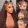 Alibonnie Brown Color 360 Lace Front Deep Wave Wigs Human Hair Colored Lace Frontal Wig for Women - Alibonnie