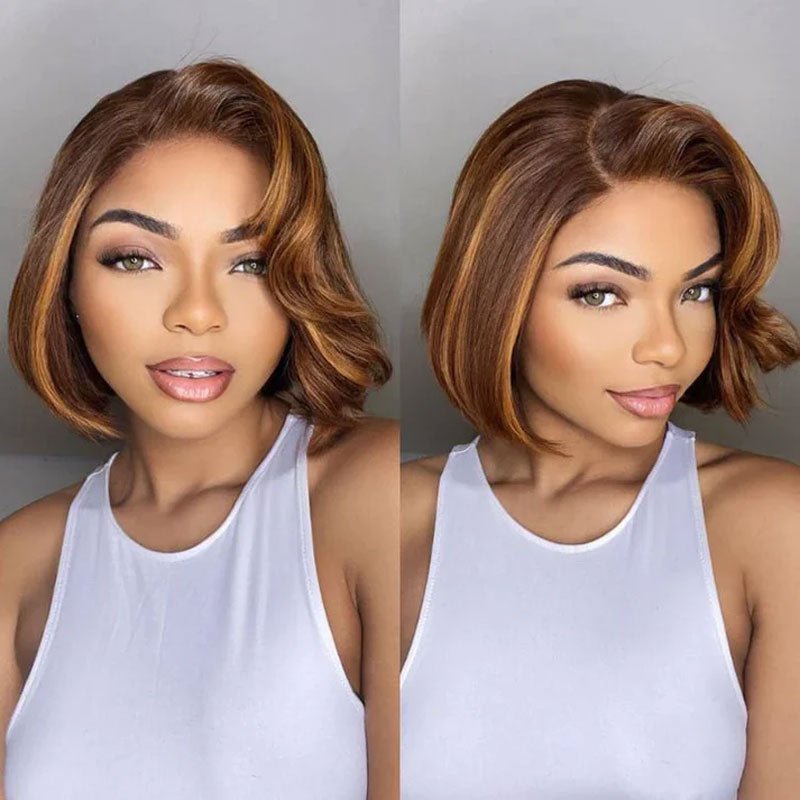 Alibonnie Brown Mix Blonde Layered Bob Wig Wear & Go 5x5 HD/Transparent Lace Bob Wig - Alibonnie