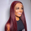 Alibonnie Burgundy 99J Color 360 Lace Straight Wigs Human Hair Wigs With Pre Plucked Hairline - Alibonnie