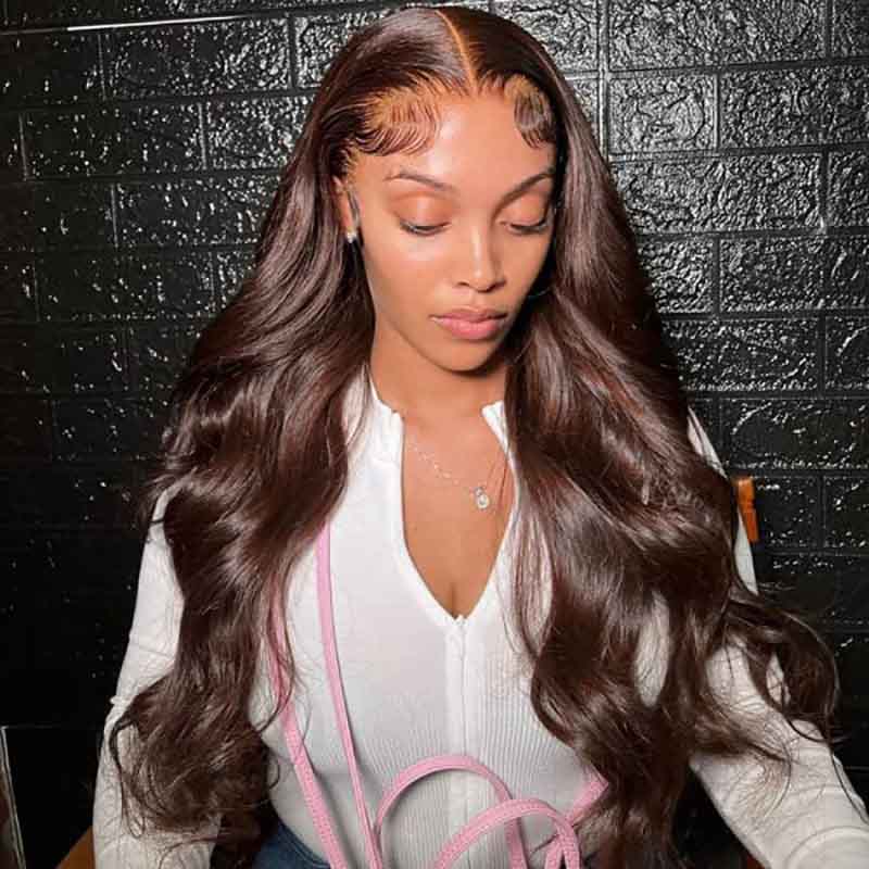 Alibonnie Chocolate Brown 360 Lace Body Wave Wigs #4 Colored Human Hair Wigs For Women - Alibonnie