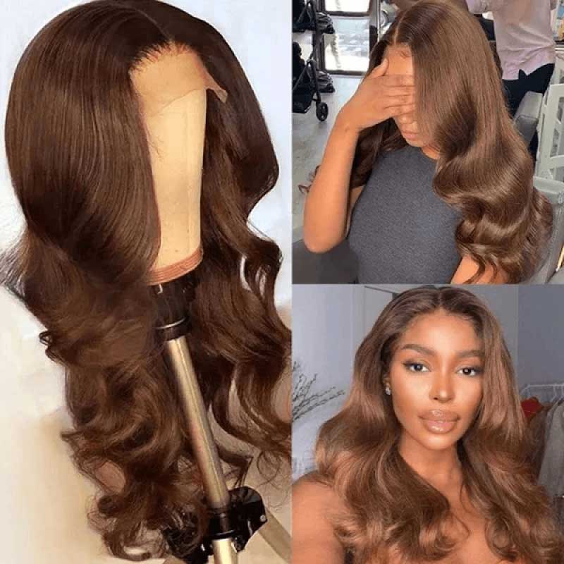 Alibonnie Chocolate Brown Front Lace Wig Dark Brown 13x4 Body Wave Lace Front Wigs - Alibonnie