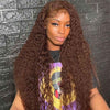 Alibonnie Chocolate Dark Brown Water Wave 13x4 Lace Frontal Glueless Human Hair Wigs - Alibonnie