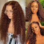 Alibonnie Chocolate Dark Brown Water Wave 13x4 Lace Frontal Glueless Human Hair Wigs - Alibonnie