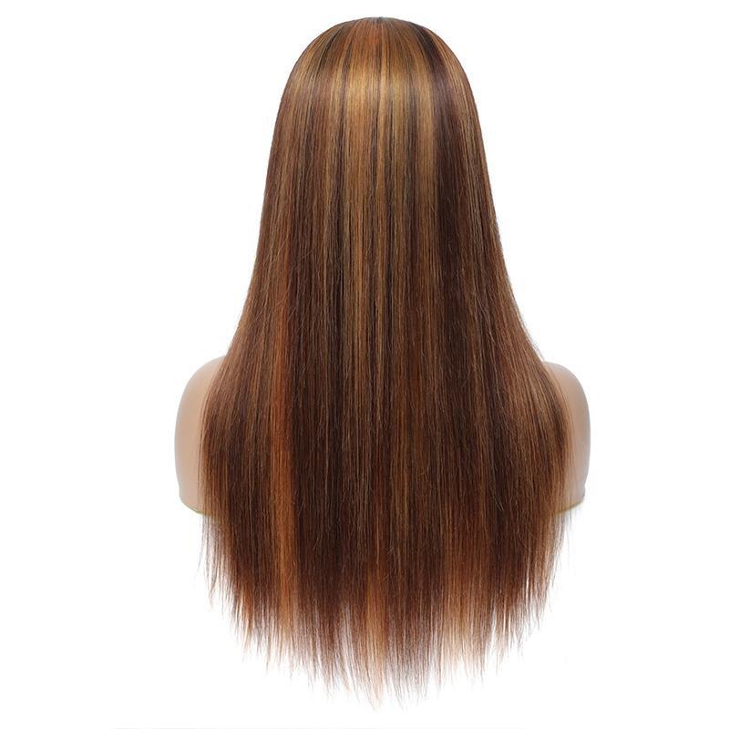Alibonnie Color 4/27 Highlight Headband Wigs Straight Human Hair Wigs No Glue No Lace Wigs For Beginners - Alibonnie