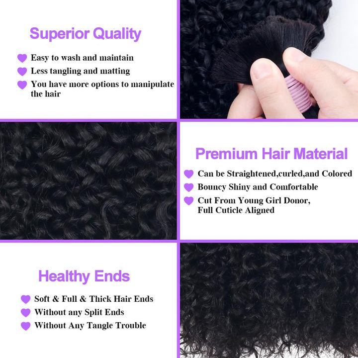 Alibonnie Curly Water Bulk Human Hair Extension For Braiding 3 Bundles - Alibonnie