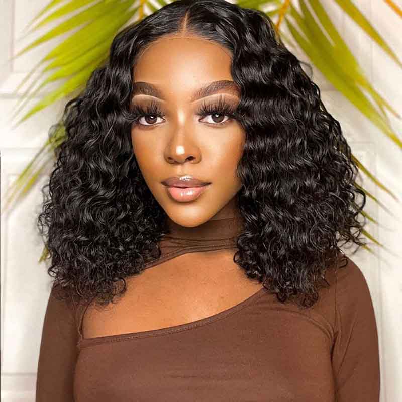 Alibonnie Deep Wave 4x4 Lace Closure Bob Wigs Short Human Hair Wigs 180% Density - Alibonnie