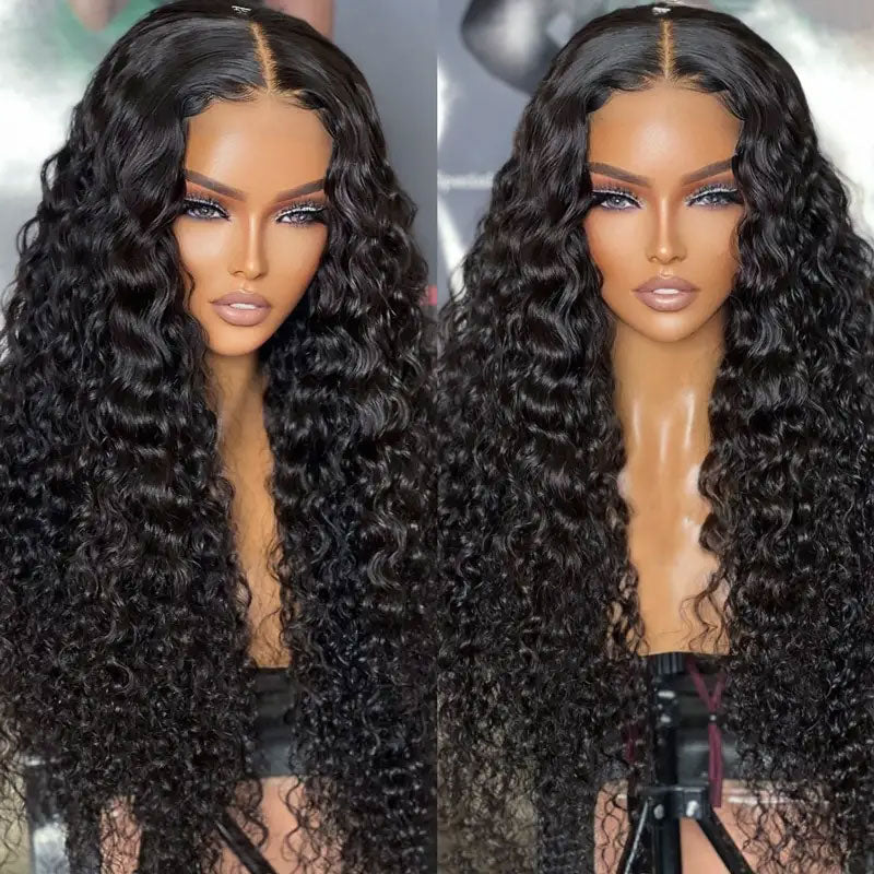 Alibonnie Deep Wave Invisible Strap Cozy Fit 360 Transparent Lace Wig Bleached Knots Human Hair Wigs - Alibonnie