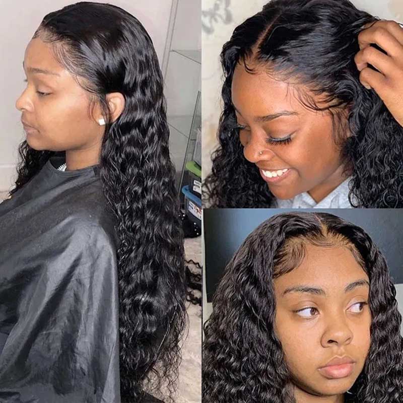 Alibonnie Flash Sale Deep Wave 4x4 Glueless Lace Closure Human Hair Wigs For Black Women - Alibonnie