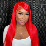 Alibonnie Flash Sale Red Color Straight Human Hair Wigs 13x4 Lace Front Wigs - Alibonnie