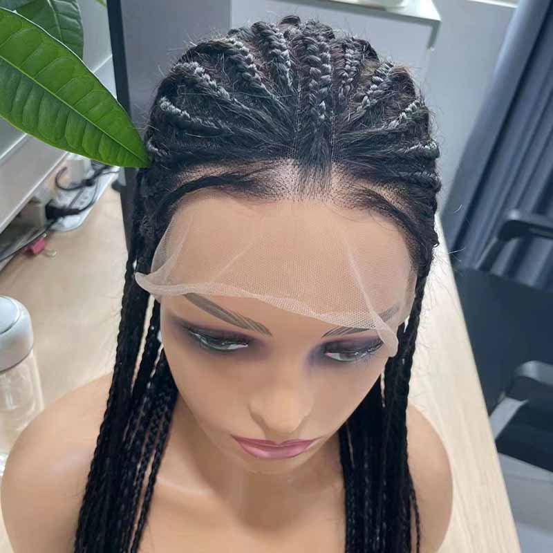 Alibonnie Full Lace Braided Wigs Transparent Lace Human Hair Goddess Braids Styles 180% Density For Sale - Alibonnie