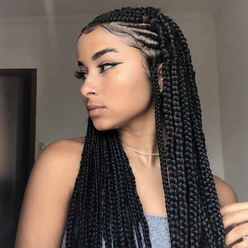 Alibonnie Full Lace Braided Wigs Transparent Lace Human Hair Goddess B