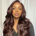 Alibonnie Full Lace Brown Hair Body Wave Wigs #4 Chocolate Brown Color Human Hair Wigs 180% Density - Alibonnie