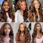 Alibonnie Full Lace Brown Hair Body Wave Wigs #4 Chocolate Brown Color Human Hair Wigs 180% Density - Alibonnie