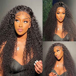 Alibonnie Full Lace Jerry Curly Wigs Human Hair Transparent Wigs Pre Plucked Hairline 180% Denisty - Alibonnie