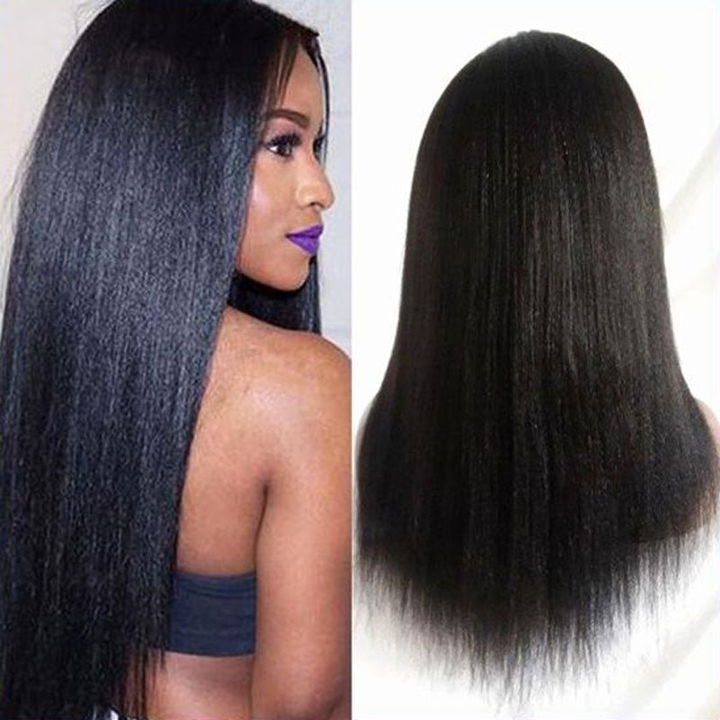 Alibonnie Full Lace Yaki Straight Wigs Human Hair Wig 180% Density - Alibonnie