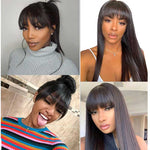 Alibonnie Full Machine Made Straight Wig With Bangs Trend-Worthy Lace Frontal Wig - Alibonnie