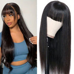 Alibonnie Full Machine Made Straight Wig With Bangs Trend-Worthy Lace Frontal Wig - Alibonnie