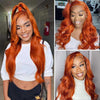 Alibonnie Ginger Color Body Wave 360 Transparent Lace Wigs Pre Plucked Copper Red Colored Wigs - Alibonnie