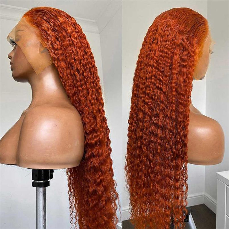 Alibonnie Ginger Color Lace Front Wigs Jerry Curly 13*4 13*6 Lace Wigs With Pre Plucked Hairline - Alibonnie